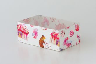 Коробка подарочная ВЫСОКАЯ 2П-В с Прозрачной крышкой (18*11* выс 7 см), Цирк