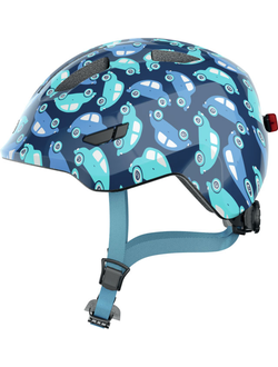 Шлем велосипедный ABUS Smiley 3.0 LED детский, синий с машинками