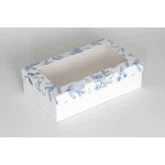 Коробка подарочная ВЫСОКАЯ 5П-В 7 см С ОКНОМ (25*15* выс 7 см), синий иней