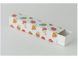 Коробка для макаронс БОЛЬШАЯ, 30*6*5 см, Кекс