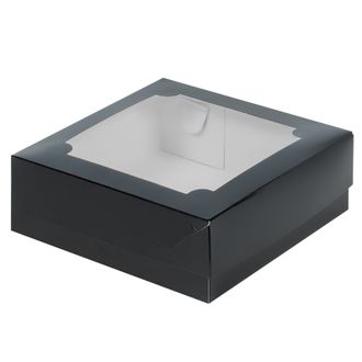 Коробка для зефира с окном, 20*20*7 см, Черная