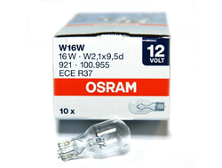 Лампа стеклянный цоколь OSRAM W16W 12V