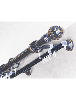 Черное с золотом, металлический кованый карниз для штор. Недорого оптом