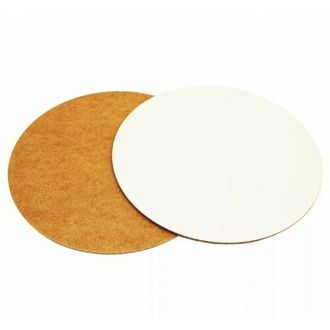 Подложка усиленная ДЕРЕВЯННАЯ Белая ламинированная (толщина 3 мм), диаметр 18 см