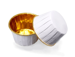 Форма бумажная МАФФИН Белый с ЗОЛОТОМ (закрученный край) d 50*40 мм, 1 штука