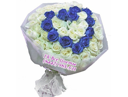 51 счастье (51 роза с синим сердцем)