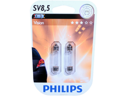 Лампа PHILIPS Festoon SV8,5 BP T10,5X43 12V 10W  в блистере к-кт 2 шт.