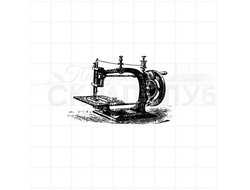 Винтажный штамп с настольной ручной швейной машинкой
