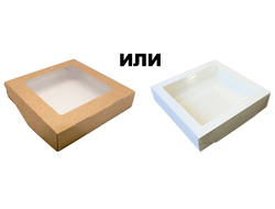Коробка для печенья с окном ECO TABOX 1500, 20*20*4 см, цвет на выбор Крафт или Белый