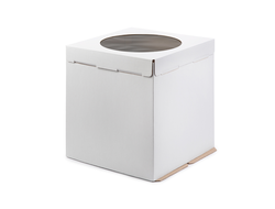 Коробка для торта ПЛОТНАЯ картонная С ОКНОМ, 36*36 * высота 36 см