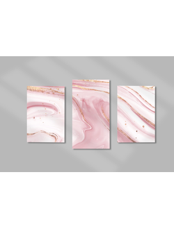 Модульная картина "Абстракция нежно-розовая" 3в1