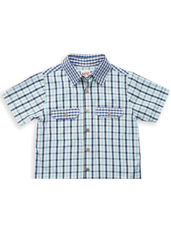 Рубашка в клетку (цвет, синий/небесно-голубой/экрю), размер 4-5 лет,104-110 см