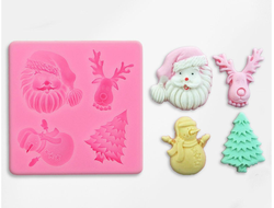 Молд силиконовый 7,5х7,2х1 см "Новогодний антураж"