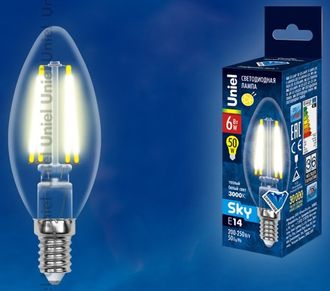 Светодиодная лампа Свеча LED-C35-6W/WW/E14 Прозрачная/Матовая