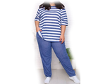 Трикотажный женский костюм больших размеров из хлопка арт. 105232-718 (цвет джинс) Размеры 66-80