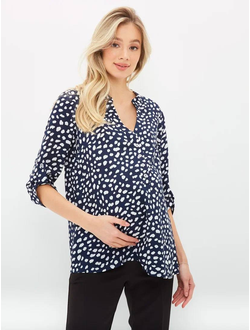 Блузка "ДЕВИКА" для беременных и кормящих, синий/белый