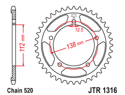 Звезда ведомая (43 зуб.) RK B4133-43 (Аналог: JTR1316.43) для мотоциклов Honda