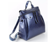 Кожаный женский рюкзак синий