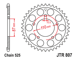 Звезда ведомая (45 зуб.) RK B5047-45 (Аналог: JTR807.45) для мотоциклов Suzuki