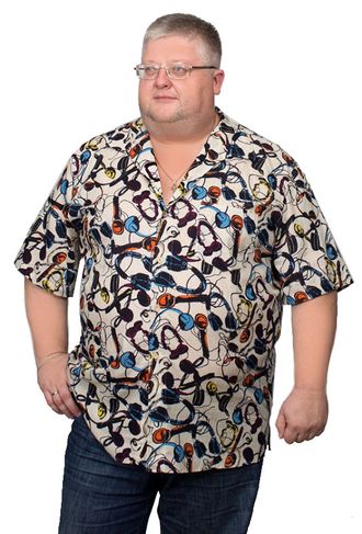 Мужская летняя рубашка сорочка из хлопка Арт. СГ-2 цвет 3 Размеры 64-74