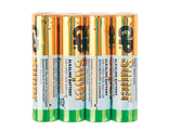 Батарейки КОМПЛЕКТ 4 шт., GP Super, AAA (LR03, 24А), алкалиновые, мизинчиковые, в пленке