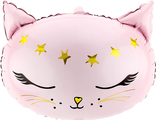 Шар (19&#039;&#039;/48 см) Фигура, Голова, Волшебный котенок, Розовый, 1 шт.