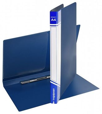 Папка-скоросшиватель INFORMAT А4, синяя, пластик 700 мкм, карман для маркировки и внутренний 040786