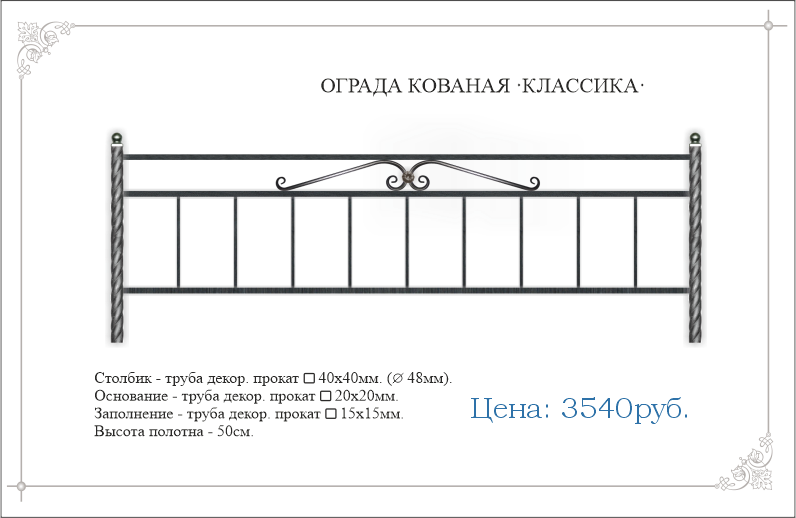 Кованая ограда "КЛАССИКА" 