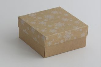 Коробка подарочная ВЫСОКАЯ 4П-В БЕЗ ОКНА (15*15 высота 7 см), Крафт Снежинки