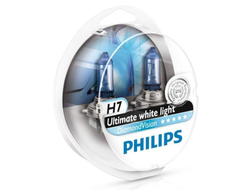 Лампа галогенная Philips H7 5000K Diamond Vision, максимальный эффект ксенона, 2 шт.