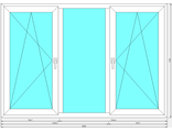 Окно трехстворчатое с двумя поворотно-откидными створками