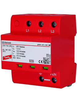 941300 Комбинированное УЗИП класса I+II DEHNshield для трехфазных систем TNC