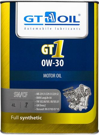 МАСЛО МОТОРНОЕ GT OIL GT1 0W-30 4л