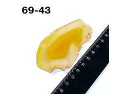 Агат тонированный (срез) желтый №69-43: с отв. - 84*49*5мм