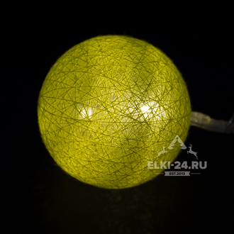Гирлянда шарики из ниток "Тайские желтые шарики" 2.5 м, белый теплый свет