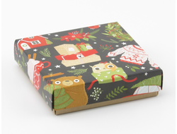 Коробка на 1 печенье со съемной крышкой БЕЗ Окна (11*11*3 см), Рождество