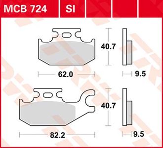 Тормозные колодки передние левые/задние TRW MCB724SI (FA307) для квадроциклов BRP Can-Am G1 Outlander 400/500/650/800, Renegade 500, DS 650, Quest, Traxter, Commander 800/1000, Maverick 1000 (705600350, 705600398, 705600014)