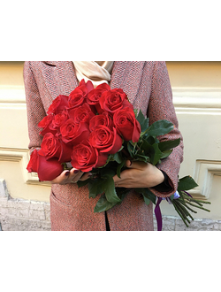 Букет из 15 красных роз , 60 см