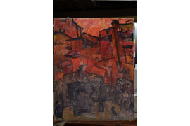 Эскиз к картине «Революционные дни», 1969 г.,  холст, масло, 90х70