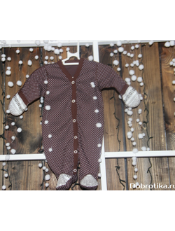 "Шоколадный горошек" - комбинезон для новорожденных девочки или мальчика - стильная выписка и прекрасный вариант подарка, арт. 5-601