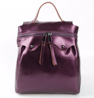 Кожаный женский рюкзак лиловый