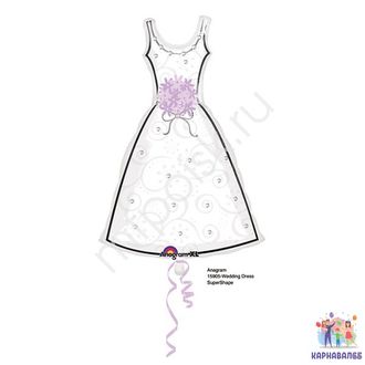 Свадебное платье 91 см*61 см ( шар  + гелий + лента ) Б