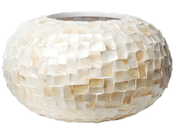 Кашпо Baq Design Oceana pearl globe white (90 см) с отделкой раковинами устриц