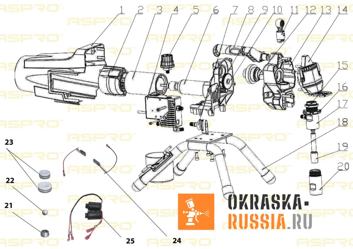 Запчасти для окрасочного аппарата ASPRO-1900 - OKRASKA-RUSSIA.RU