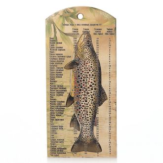 Доска сувенирная, кухонная &quot;Рыба&quot; с таблицей меры и веса, дерево, рыбы разные