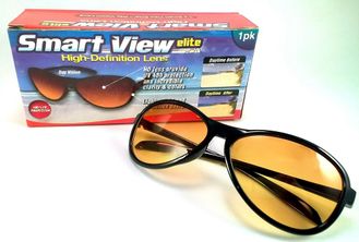 Очки &quot;Smart view&quot; - это умные солнцезащитные очки со специальным покрытием защищающим от УФ-лучей. Цвет покрытия на очках создает комфортные для глаза цвета, глаза в этих очках не напрягаются при очень ярком солнце. Размер : 17х7,5см, глубина 5см.