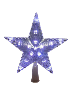 Верхушка на елку "Звезда", светодиоды, 21 см, на батарейках, белый