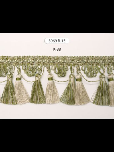 Арт. 3069  B-13 . Декоративная тесьма с кистями и шнуром