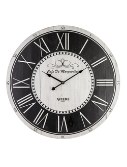 Часы настенные с состаренным циферблатом в серо-черных цветах с римскими цифрами.