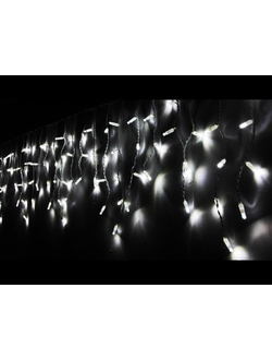 Гирлянда "Бахрома" 190 светодиодов, 5х0.5 м, 50 нитей, белый провод, уличная, белый холодный